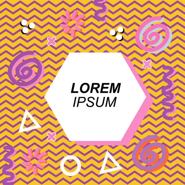 Çeşitli geometrik ve organik şekilli süslemeleri olan soyut arkaplan kare kartı. Sosyal medya içeriği için metin alanı olan kare poster. Geometrik memphis tarzıyla kare duvar kağıdı.