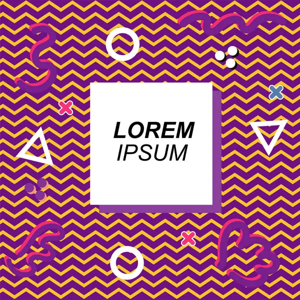 Çeşitli geometrik ve organik şekilli süslemeleri olan soyut arkaplan kare kartı. Sosyal medya içeriği için metin alanı olan kare poster. Geometrik memphis tarzıyla kare duvar kağıdı.