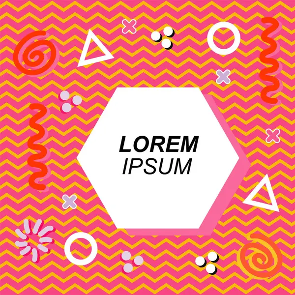 Çeşitli geometrik ve organik şekilli süslemeleri olan soyut arkaplan kare kartı. Sosyal medya içeriği için metin alanı olan kare poster. Geometrik memphis tarzıyla kare duvar kağıdı.