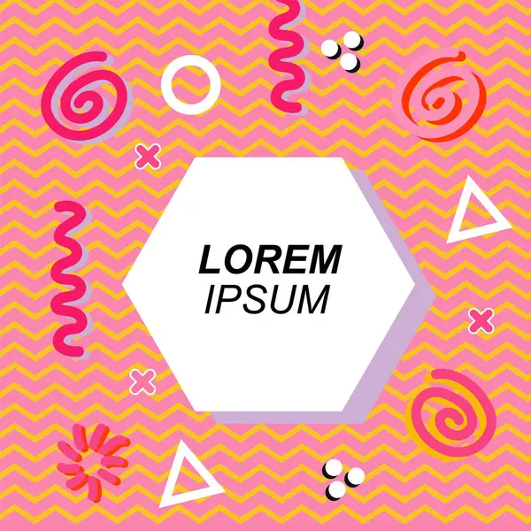 Çeşitli geometrik ve organik şekilli süslemeleri olan soyut arkaplan kare kartı. Sosyal medya içeriği için metin alanı olan kare poster. Geometrik memphis tarzıyla kare duvar kağıdı.