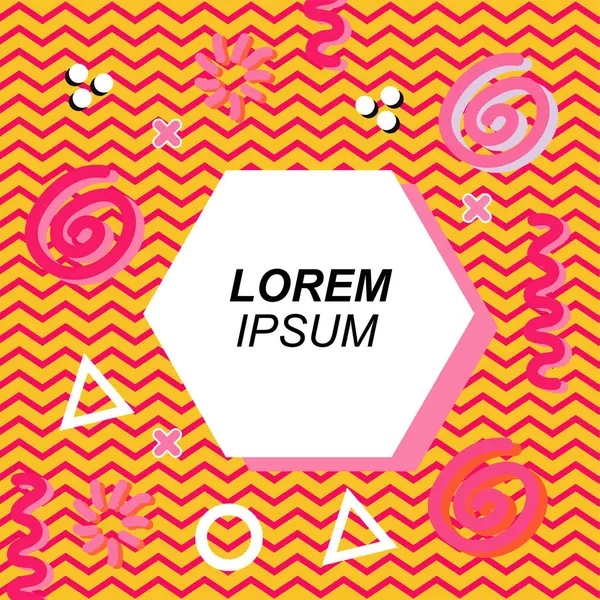Çeşitli geometrik ve organik şekilli süslemeleri olan soyut arkaplan kare kartı. Sosyal medya içeriği için metin alanı olan kare poster. Geometrik memphis tarzıyla kare duvar kağıdı.