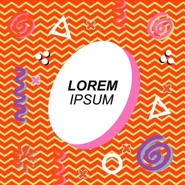 Çeşitli geometrik ve organik şekilli süslemeleri olan soyut arkaplan kare kartı. Sosyal medya içeriği için metin alanı olan kare poster. Geometrik memphis tarzıyla kare duvar kağıdı.