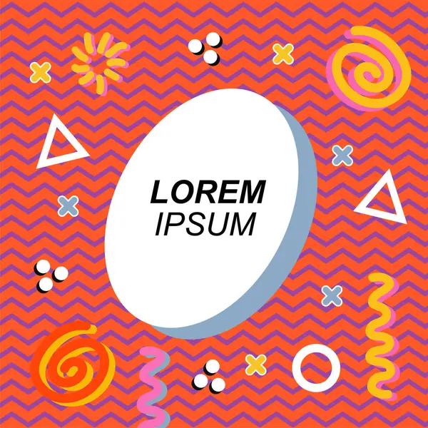 Çeşitli geometrik ve organik şekilli süslemeleri olan soyut arkaplan kare kartı. Sosyal medya içeriği için metin alanı olan kare poster. Geometrik memphis tarzıyla kare duvar kağıdı.