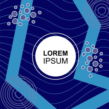 Çeşitli geometrik şekilli, süslemeli ve metin alanlı soyut arkaplan kare kartı. Geometrik memphis tarzıyla kare duvar kağıdı.