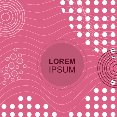 Çeşitli geometrik şekilli, süslemeli ve metin alanlı soyut arkaplan kare kartı. Geometrik memphis tarzıyla kare duvar kağıdı.