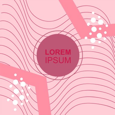 Çeşitli geometrik şekilli, süslemeli ve metin alanlı soyut arkaplan kare kartı. Geometrik memphis tarzıyla kare duvar kağıdı.