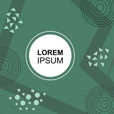 Çeşitli geometrik şekilli, süslemeli ve metin alanlı soyut arkaplan kare kartı. Geometrik memphis tarzıyla kare duvar kağıdı.