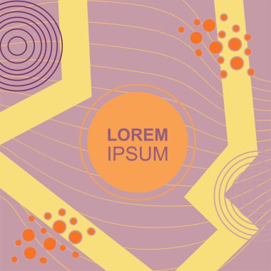 Çeşitli geometrik şekilli, süslemeli ve metin alanlı soyut arkaplan kare kartı. Geometrik memphis tarzıyla kare duvar kağıdı.