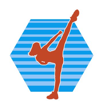 Dövüş sanatları yapan zayıf bir kadının silueti. Dövüş sanatlarında çalışan bir kadının silueti..