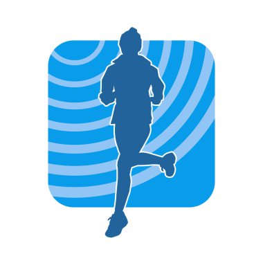 Koşan bir kadının silueti. Dişi bir koşunun silueti.