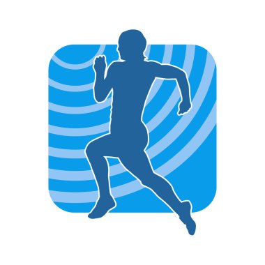 Koşan bir kadının silueti. Dişi bir koşunun silueti.