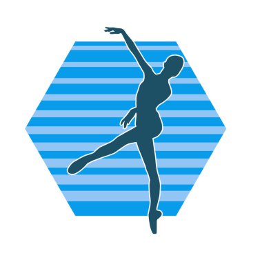 Hareketli bir kadın balerin silueti. Dans eden balerin kızın silueti..