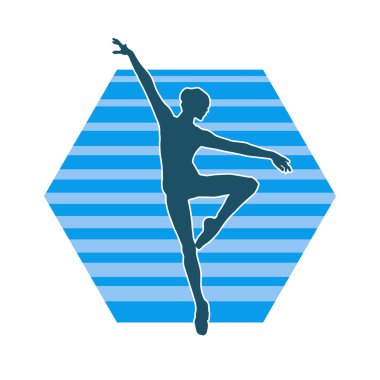 Hareketli bir kadın balerin silueti. Dans eden balerin kızın silueti..