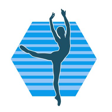 Hareketli bir kadın balerin silueti. Dans eden balerin kızın silueti..