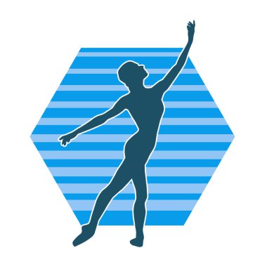 Hareketli bir kadın balerin silueti. Dans eden balerin kızın silueti..