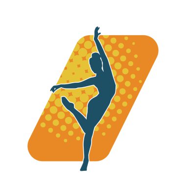 Hareketli bir kadın balerin silueti. Dans eden balerin kızın silueti..