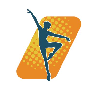 Hareketli bir kadın balerin silueti. Dans eden balerin kızın silueti..