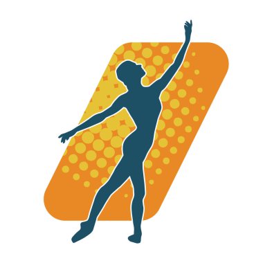 Hareketli bir kadın balerin silueti. Dans eden balerin kızın silueti..