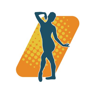 Hareketli bir kadın balerin silueti. Dans eden balerin kızın silueti..