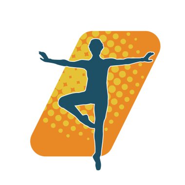 Hareketli bir kadın balerin silueti. Dans eden balerin kızın silueti..