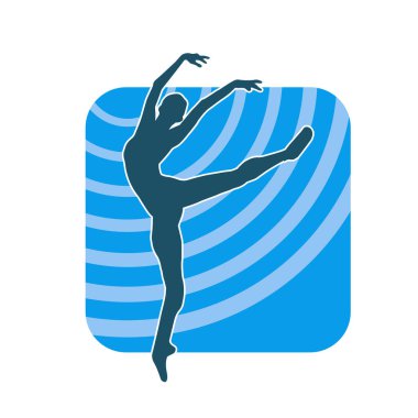 Hareketli bir kadın balerin silueti. Dans eden balerin kızın silueti..