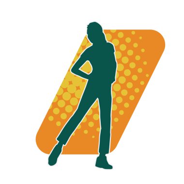 Dişi pozisyonunda ince bir kadın modelinin silueti.. 