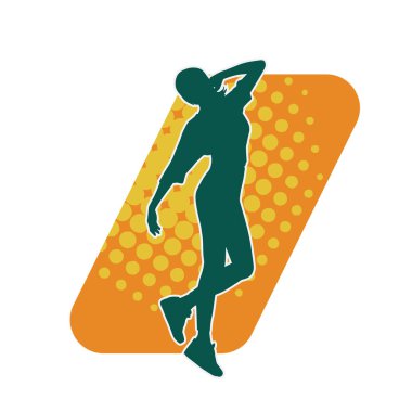 Dişi pozisyonunda ince bir kadın modelinin silueti.. 