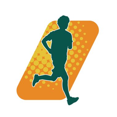 Koşu pozisyonundaki bir adamın silüeti. Siluet erkek koşusu pozu.