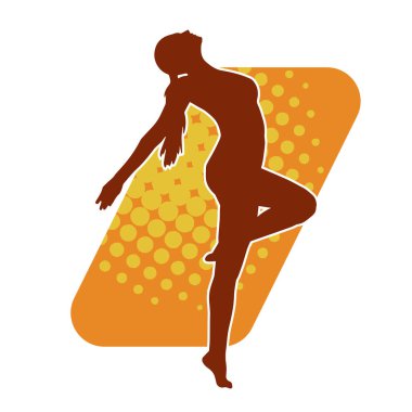 Hareketli bir kadın balerin silueti. Dans eden balerin kızın silueti..