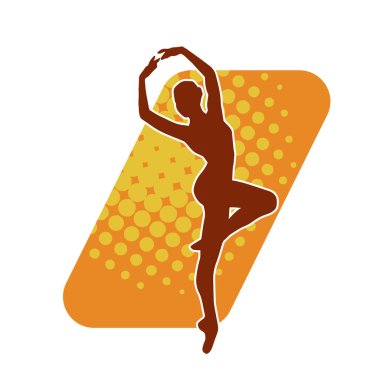 Hareketli bir kadın balerin silueti. Dans eden balerin kızın silueti..