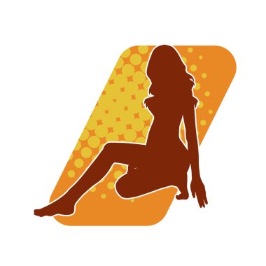 Dar kıyafetli genç, zayıf bir kadın modelin silueti. Dişi poziyonunda zayıf bir kadının silueti..