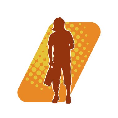 Alışveriş çantası taşıyan sıradan bir gencin silüeti.