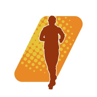 Koşu pozisyonundaki bir adamın silüeti. Siluet erkek koşusu pozu.