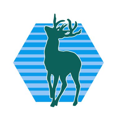 Geyik silueti boynuzlu vahşi orman hayvanı..