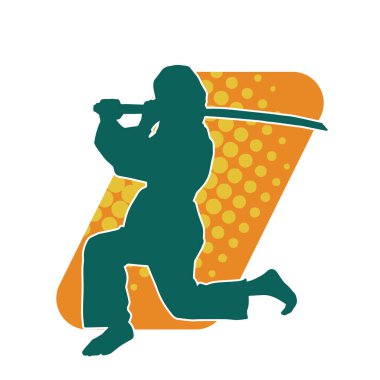 Kılıç taşıyan bir kadın dövüşçünün silueti. Kılıçlı bir kadın savaşçının silueti..