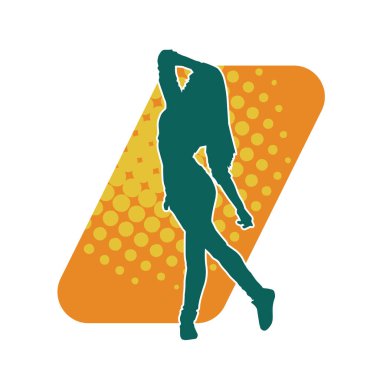 Aerobik hareket yapan bir kadının silüeti. Spor salonunun silueti spor yapıyor..