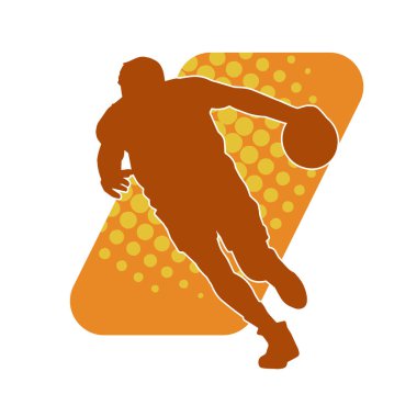 Basket oyuncusunun silueti hareket halinde. Bir erkek basket topu atleti silueti..