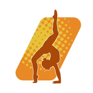 Hareketli bir kadın balerin silueti. Balerin dinamik hareketinin silueti.