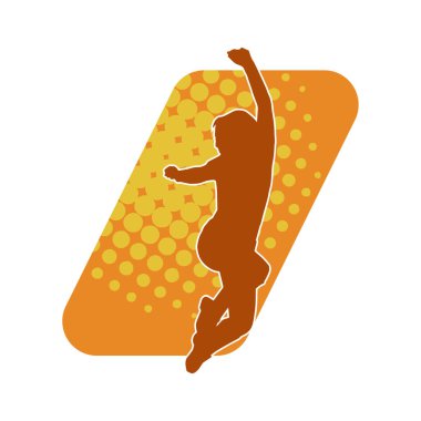 Hareketli bir kadın balerin silueti. Balerin dinamik hareketinin silueti.