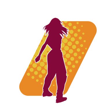 Dans eden sıradan bir kadın silueti. Dansçı bir kadının silueti..