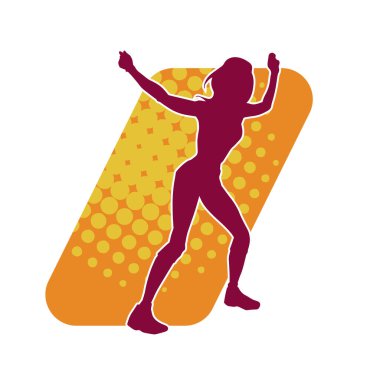 Dans eden sıradan bir kadın silueti. Dansçı bir kadının silueti..