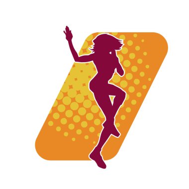 Dans eden sıradan bir kadın silueti. Dansçı bir kadının silueti..