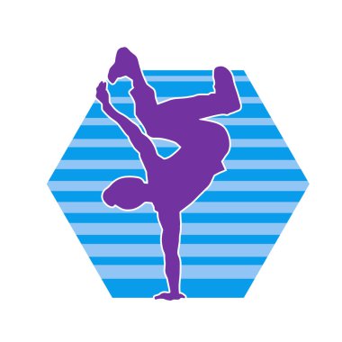 Poz veren bir erkek dansçının silueti. Dans eden bir adamın silueti.