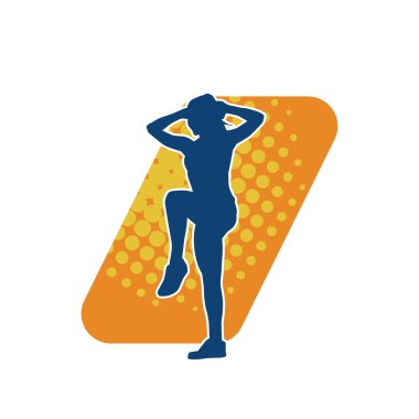 Zayıf, spor yapan bir kadının silueti. Fiziksel egzersiz yapan bir kadının silüeti.. 