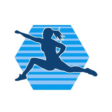 Sportif kadın silueti aerobik yapıyor. 