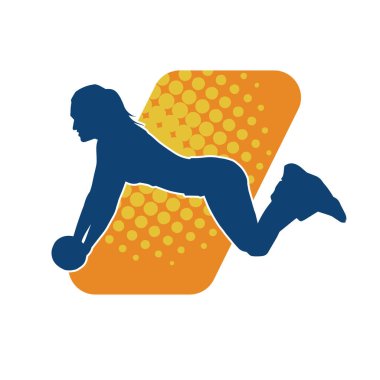 Sportif kadın silueti aerobik yapıyor. 