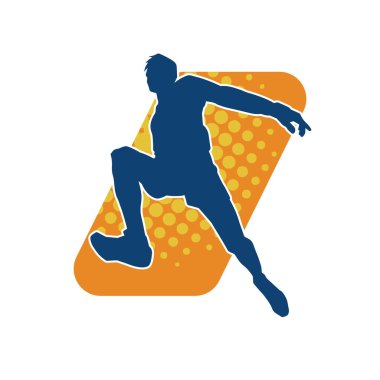 Koşu pozisyonundaki bir adamın silüeti. Siluet erkek koşusu pozu.