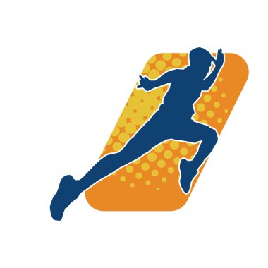 Koşu pozisyonundaki bir adamın silüeti. Siluet erkek koşusu pozu.