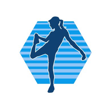 Sportif kadın silueti aerobik yapıyor. 