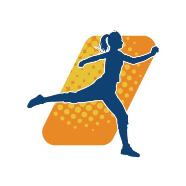 Koşan bir kadının silueti. Dişi bir koşunun silueti.